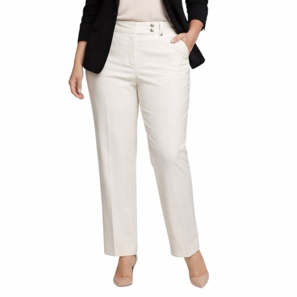 Larry Levine NEW Woman Ivory Cream Straight Leg Lined Pants Women’s Size 18W